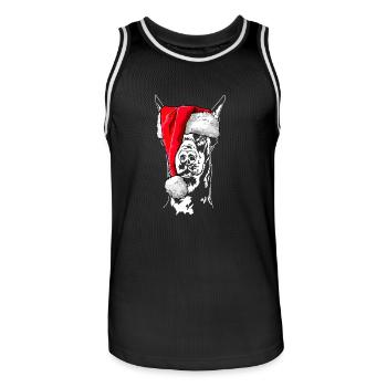 Santa Dobermann Weihnachten Hunde Wilsigns - Männer Basketball-Trikot - Schwarz/Weiß - Vorne - AI Model Male 185 dark (185cm)