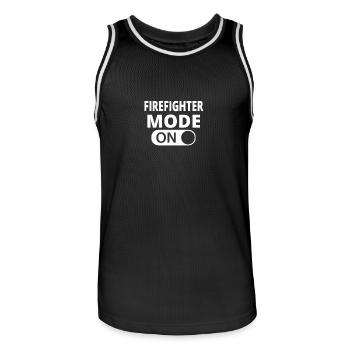 MODE ON FIREFIGHTER - Männer Basketball-Trikot - Schwarz/Weiß - Vorne - AI Model Male 185 dark (185cm)