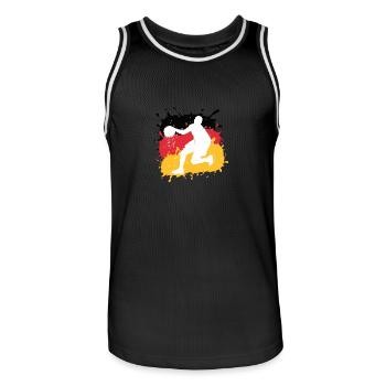 Basketball,Allemagne,Drapeau, Joueur De Basket-ball - Maillot de basket Homme - noir/blanc - Devant - AI Model Male 185 dark (185cm)