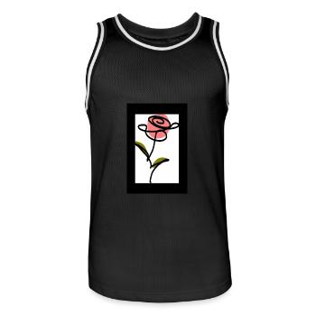 one Line Art Line Drawing Flower Flowers Plants - Men's Basketball Jersey - black/white - Front - AI Model Male 185 dark (185cm)