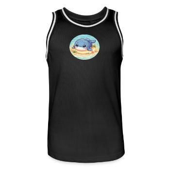 Wal auf Sandbank im Meer - Männer Basketball-Trikot - Schwarz/Weiß - Vorne - AI Model Male 185 dark (185cm)