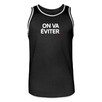 ON VA ÉVITER | Expression humour minimaliste - Maillot de basket Homme - noir/blanc - Devant - AI Model Male 185 dark (185cm)