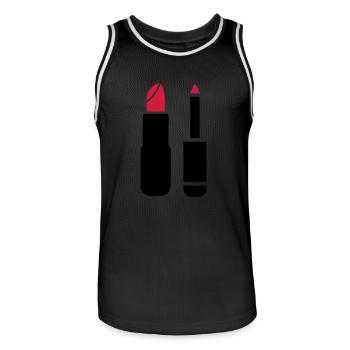Make Up Cosmetics - Men's Basketball Jersey - black/white - Front - AI Model Male 185 dark (185cm)