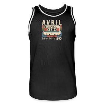 avril 1965 April 1965  - Maillot de basket Homme - noir/blanc - Devant - AI Model Male 185 dark (185cm)