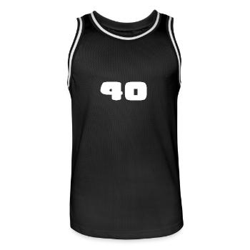 40. 40 ANS. 40e ANNIVERSAIRE. ANNIVERSAIRE 40 ANS. - Maillot de basket Homme - noir/blanc - Devant - AI Model Male 185 dark (185cm)