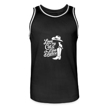 Ich liebe meine Katze und Line Dance - Männer Basketball-Trikot - Schwarz/Weiß - Vorne - AI Model Male 185 dark (185cm)