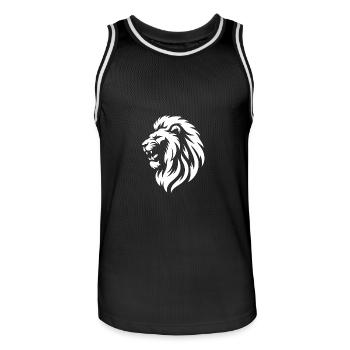 Lion Head Silhouette - Men's Basketball Jersey - black/white - Front - AI Model Male 185 dark (185cm)