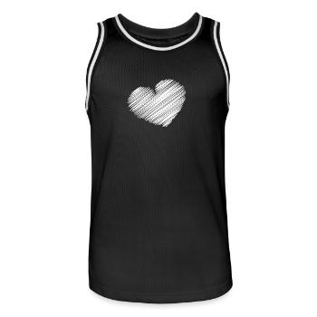 CŒUR. CŒURS. HEART. BISOU. SMACK. BISOUS. SOURIRE. - Maillot de basket Homme - noir/blanc - Devant - AI Model Male 185 dark (185cm)