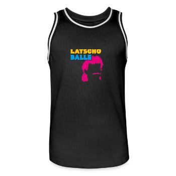 Latscho Balle - Männer Basketball-Trikot - Schwarz/Weiß - Vorne - AI Model Male 185 dark (185cm)