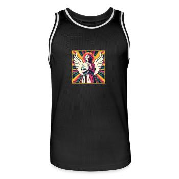 Schutzengel Pop-Art - Männer Basketball-Trikot - Schwarz/Weiß - Vorne - AI Model Male 185 dark (185cm)