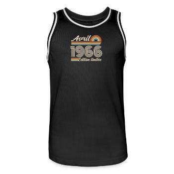 Avril 1966 anniversaire rétro 1966 April 1966 - Maillot de basket Homme - noir/blanc - Devant - AI Model Male 185 dark (185cm)