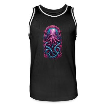 Kraken Gothic Occult Pastel Streetwear - Men's Basketball Jersey - black/white - Front - AI Model Male 185 dark (185cm)