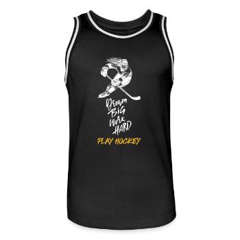 Dream Big, Work Hard, Play Hockey - Männer Basketball-Trikot - Schwarz/Weiß - Vorne - AI Model Male 185 dark (185cm)