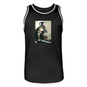 Wikinger 2 - Männer Basketball-Trikot - Schwarz/Weiß - Vorne - AI Model Male 185 dark (185cm)