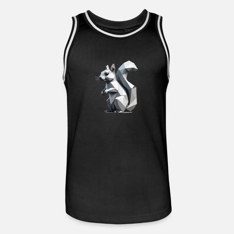 Écureuil - Mignon design de polygone bas - Maillot de basket Homme - noir/blanc