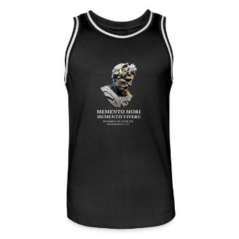 Memento Mori Memento Vivere – Bust Design - Men's Basketball Jersey - black/white - Front - AI Model Male 185 dark (185cm)