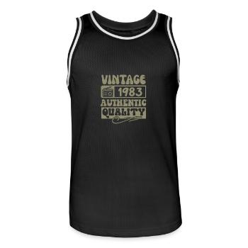 Authentic 1983 Vintage 1983 - Vintage 1983 Retro - Men's Basketball Jersey - black/white - Front - AI Model Male 185 dark (185cm)