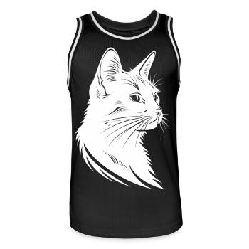 Cat Sketch - Men's Basketball Jersey - black/white - Front - AI Model Male 185 dark (185cm)