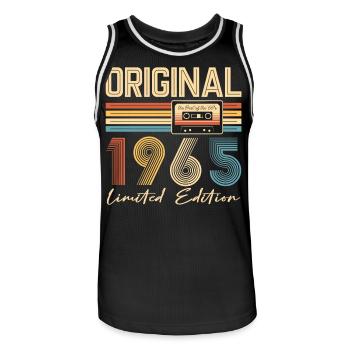 60e anniversaire 60 ans original 1965 - Maillot de basket Homme - noir/blanc - Devant - AI Model Male 185 dark (185cm)
