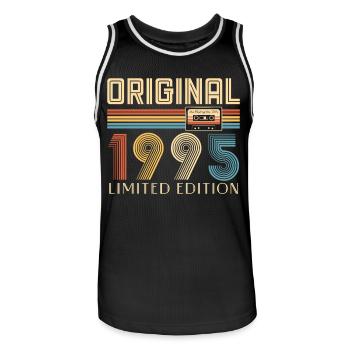 Anniversaire 30 Ans Original 1995 Cadeau Fête - Maillot de basket Homme - noir/blanc - Devant - AI Model Male 185 dark (185cm)