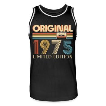 50. Geburtstag 50 Jahre Original 1975 - Men's Basketball Jersey - black/white - Front - AI Model Male 185 dark (185cm)