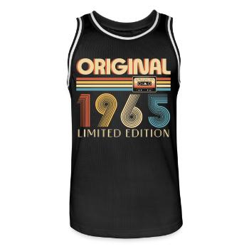 60e anniversaire 60 ans original 1965 - Maillot de basket Homme - noir/blanc - Devant - AI Model Male 185 dark (185cm)