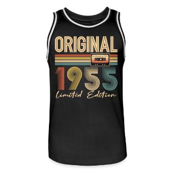 Anniversaire 70 Ans Original 1955 Cadeau Fête - Maillot de basket Homme - noir/blanc - Devant - AI Model Male 185 dark (185cm)
