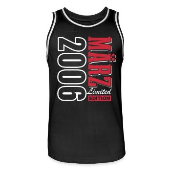 Limited Edition März 2006 - Geburtstag - Männer Basketball-Trikot - Schwarz/Weiß - Vorne - AI Model Male 185 dark (185cm)