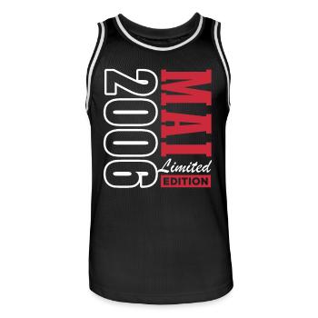 Limited Edition Mai 2006 - Geburtstag - Männer Basketball-Trikot - Schwarz/Weiß - Vorne - AI Model Male 185 dark (185cm)