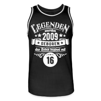 Legenden wurden 2009 geboren mit 16 beginnt Leben - Männer Basketball-Trikot - Schwarz/Weiß - Vorne - AI Model Male 185 dark (185cm)