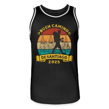 Buen Camino de Santiago 2025 Pilgrimage Way of St. James - Men's Basketball Jersey - black/white - Front - AI Model Male 185 dark (185cm)