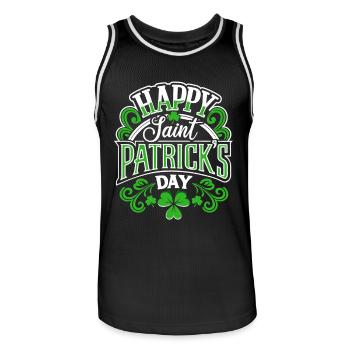 Happy St. Patrick's Day - Kleeblatt - Irland - Männer Basketball-Trikot - Schwarz/Weiß - Vorne - AI Model Male 185 dark (185cm)