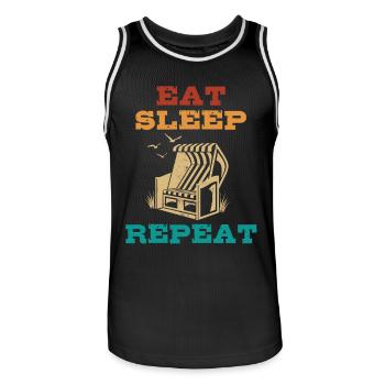Eat Sleep Beach Chair Repeat, Beach, Vacation, Sea - Men's Basketball Jersey - black/white - Front - AI Model Male 185 dark (185cm)
