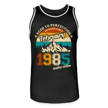 Édition limitée Février 1985 Cadeau d’anniversaire - Maillot de basket Homme - noir/blanc - Devant - AI Model Male 185 dark (185cm)
