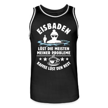 Eisbaden löst meine Probleme - Kaffee Spruch - Männer Basketball-Trikot - Schwarz/Weiß - Vorne - AI Model Male 185 dark (185cm)