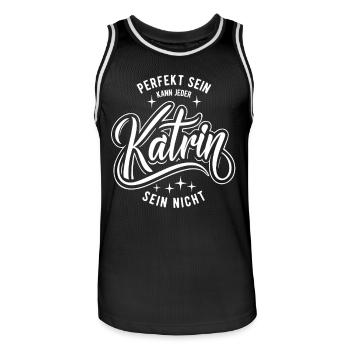Vorname Katrin - Namenstag - Geschenk - Männer Basketball-Trikot - Schwarz/Weiß - Vorne - AI Model Male 185 dark (185cm)