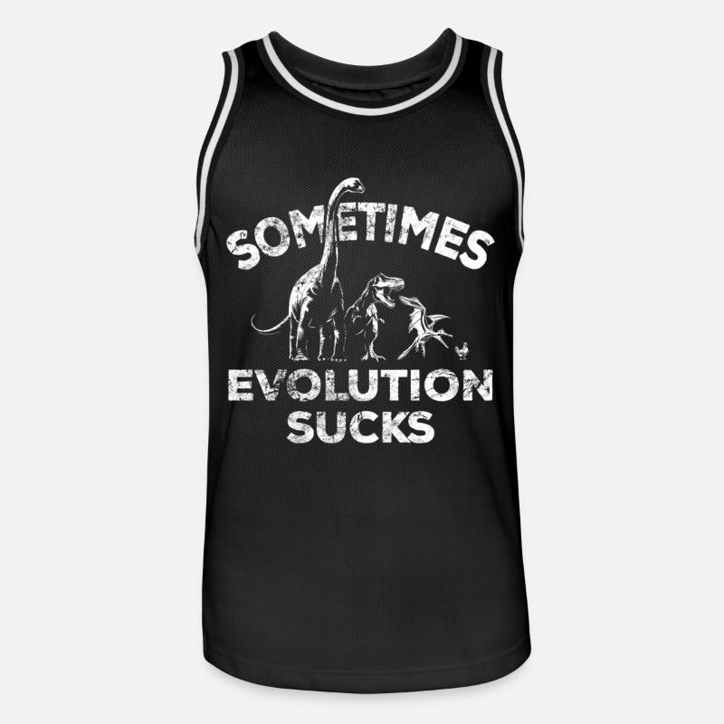 Parfois, l’évolution craint - Dinosaure - Poulet - Maillot de basket Homme - noir/blanc