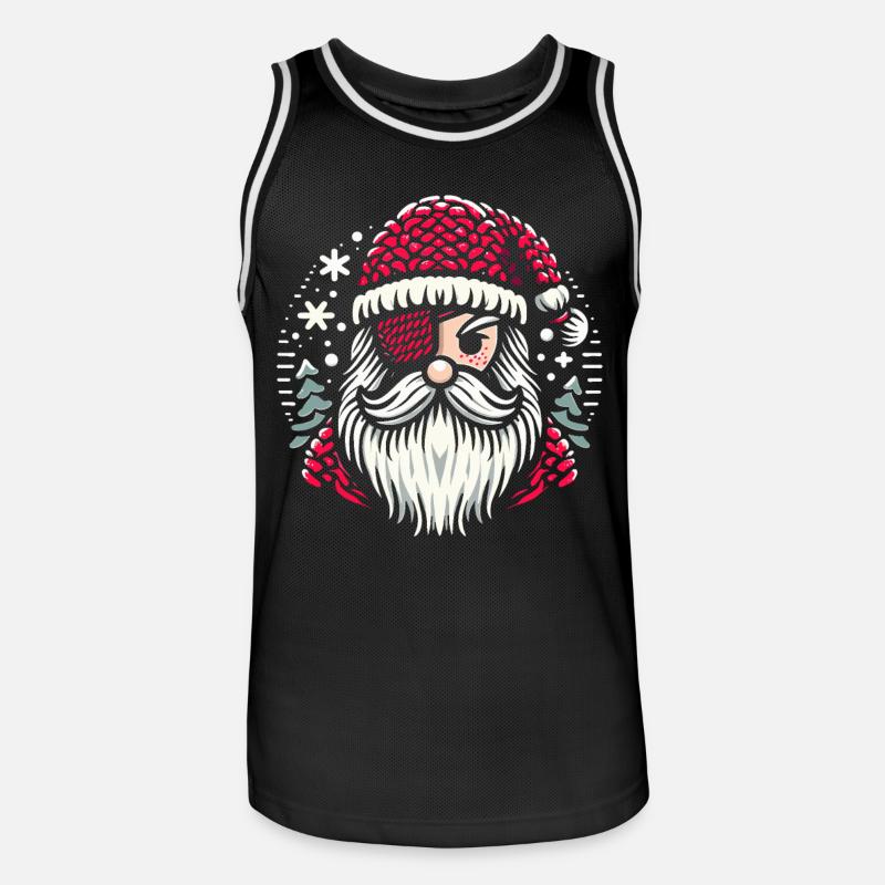 Weihnachtsmann Strickmuster mit Augenklappe - Männer Basketball-Trikot - Schwarz/Weiß