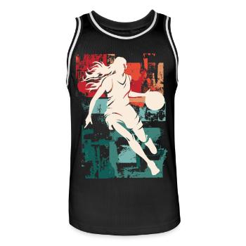 basket-ball femme basketteur joueur de basket-ball - Maillot de basket Homme - noir/blanc - Devant - AI Model Male 185 dark (185cm)