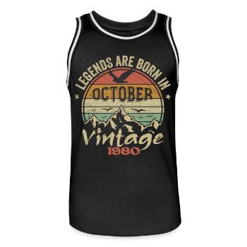 Génial Depuis Octobre 1980 - Cadeau Octobre 1980 - Maillot de basket Homme - noir/blanc - Devant - AI Model Male 185 dark (185cm)
