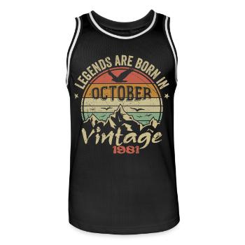 Genial seit Oktober 1981 - Oktober 1981 Geschenk - Männer Basketball-Trikot - Schwarz/Weiß - Vorne - AI Model Male 185 dark (185cm)