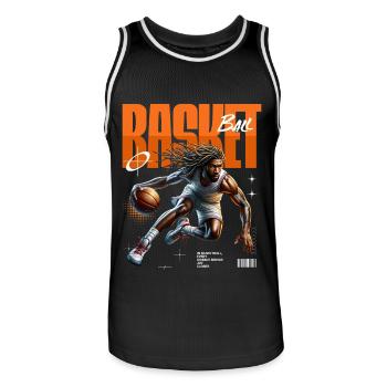 Dribble de basket-ball - Maillot de basket Homme - noir/blanc - Devant - AI Model Male 185 dark (185cm)