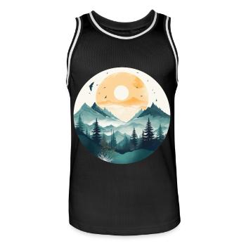 Wildtierbäume im Freien Natur Retro Wald - Männer Basketball-Trikot - Schwarz/Weiß - Vorne - AI Model Male 185 dark (185cm)