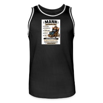 Mann: Einzigartig, unverwechselbar - Männer Basketball-Trikot - Schwarz/Weiß - Vorne - AI Model Male 185 dark (185cm)
