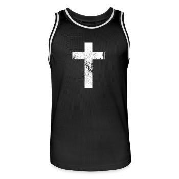 Cross Grunge White - Men's Basketball Jersey - black/white - Front - AI Model Male 185 dark (185cm)