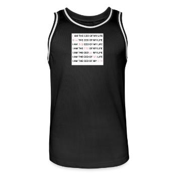 I AM THE CEO OF MY LIFE - Männer Basketball-Trikot - Schwarz/Weiß - Vorne - AI Model Male 185 dark (185cm)