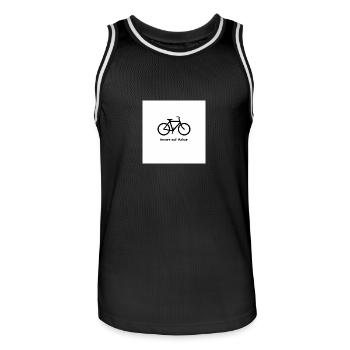 Immer auf Achse, Bike Vibes Shirt, Cycling Tee, - Männer Basketball-Trikot - Schwarz/Weiß - Vorne - AI Model Male 185 dark (185cm)