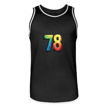 78 Number Comic - Men's Basketball Jersey - black/white - Front - AI Model Male 185 dark (185cm)