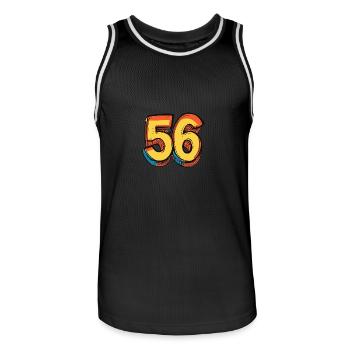 56 Number Comic - Men's Basketball Jersey - black/white - Front - AI Model Male 185 dark (185cm)
