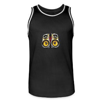 Music Boxes Bass - Men's Basketball Jersey - black/white - Front - AI Model Male 185 dark (185cm)